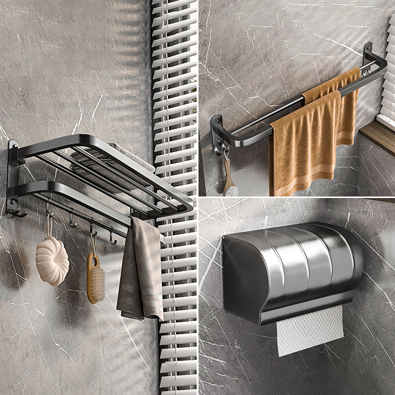 Modern Grey Bathroom Accessory Set Bath Shelf Bath Hardware Set 3-Piece Set (Toilet Paper Holder) Clearhalo 'Bathroom Hardware Sets' 'Bathroom Hardware' 'Bathroom Remodel & Bathroom Fixtures' 'bathroom_hardware_sets' 'Home Improvement' 'home_improvement' 'home_improvement_bathroom_hardware_sets' 6763069