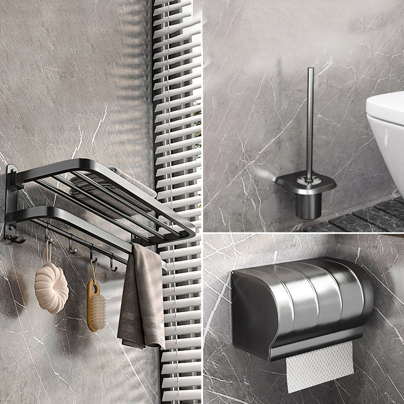 Modern Grey Bathroom Accessory Set Bath Shelf Bath Hardware Set 3-Piece Set (Towel Rack) Clearhalo 'Bathroom Hardware Sets' 'Bathroom Hardware' 'Bathroom Remodel & Bathroom Fixtures' 'bathroom_hardware_sets' 'Home Improvement' 'home_improvement' 'home_improvement_bathroom_hardware_sets' 6763072