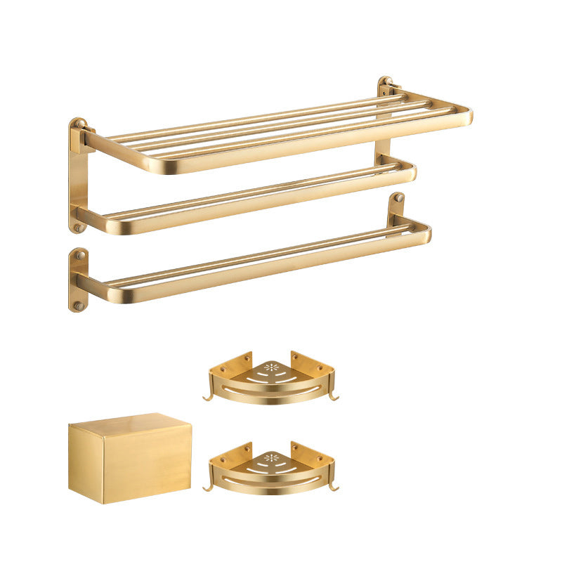 Modern Bathroom Hardware Paper Holder Bath Shelf Gold Bathroom Accessory Kit Clearhalo 'Bathroom Hardware Sets' 'Bathroom Hardware' 'Bathroom Remodel & Bathroom Fixtures' 'bathroom_hardware_sets' 'Home Improvement' 'home_improvement' 'home_improvement_bathroom_hardware_sets' 6763157