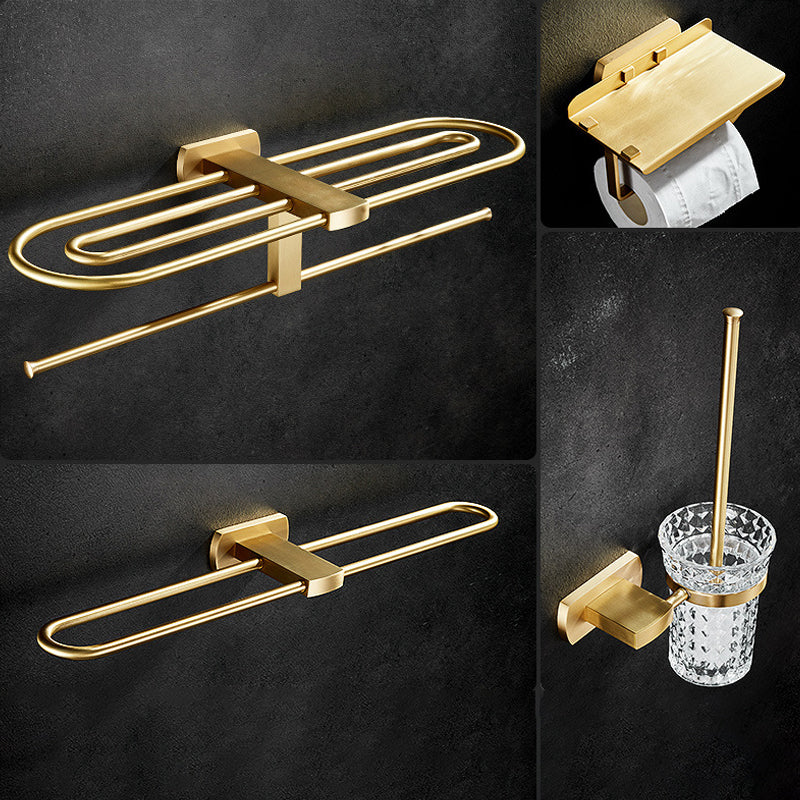 Traditional Golden Bath Hardware Set Brass Bathroom Accessory Kit 4-Piece Set (Toilet Paper Holder) Clearhalo 'Bathroom Hardware Sets' 'Bathroom Hardware' 'Bathroom Remodel & Bathroom Fixtures' 'bathroom_hardware_sets' 'Home Improvement' 'home_improvement' 'home_improvement_bathroom_hardware_sets' 6763231