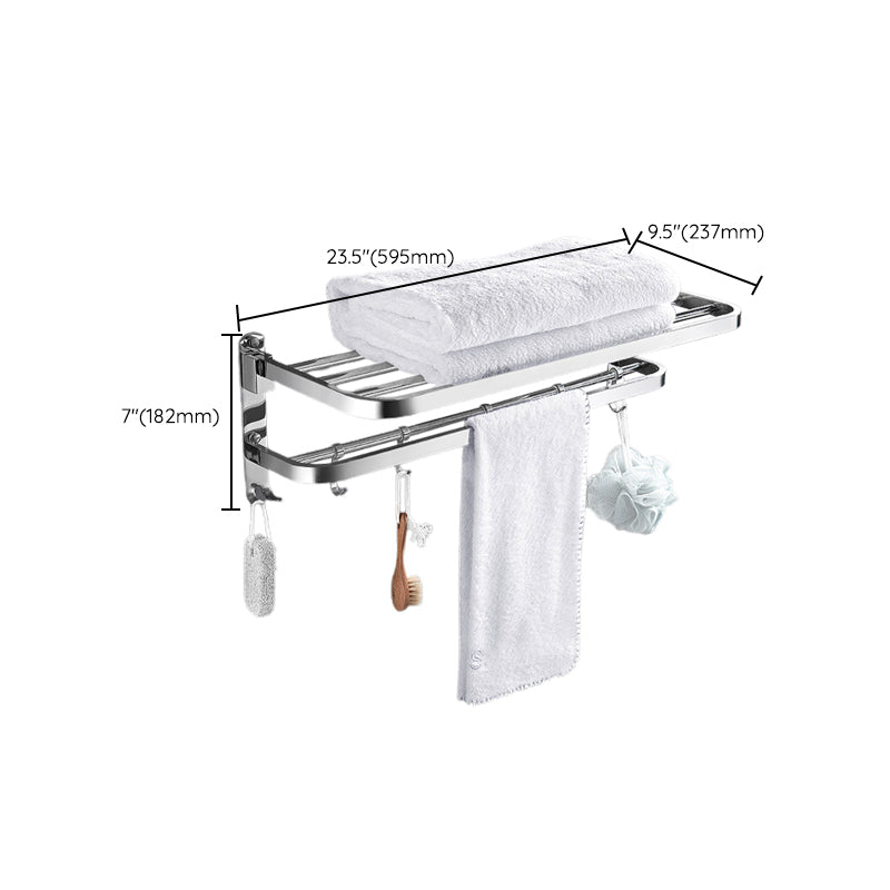 Contemporary Polished Chrome Bathroom Accessory Set with Towel Bar & Bath Shelf Clearhalo 'Bathroom Hardware Sets' 'Bathroom Hardware' 'Bathroom Remodel & Bathroom Fixtures' 'bathroom_hardware_sets' 'Home Improvement' 'home_improvement' 'home_improvement_bathroom_hardware_sets' 6763279