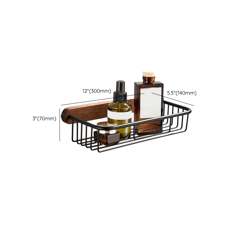 Wooden & Aluminum Bath Hardware Set Black Bathroom Accessory Kit Clearhalo 'Bathroom Hardware Sets' 'Bathroom Hardware' 'Bathroom Remodel & Bathroom Fixtures' 'bathroom_hardware_sets' 'Home Improvement' 'home_improvement' 'home_improvement_bathroom_hardware_sets' 6763326