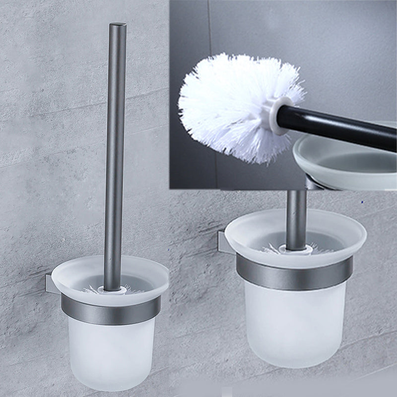 Modern Bathroom Hardware Paper Holder Bath Shelf Bathroom Accessory Kit Grey Toilet Brush Clearhalo 'Bathroom Hardware Sets' 'Bathroom Hardware' 'Bathroom Remodel & Bathroom Fixtures' 'bathroom_hardware_sets' 'Home Improvement' 'home_improvement' 'home_improvement_bathroom_hardware_sets' 6763345