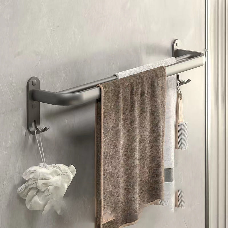 Modern Bathroom Hardware Paper Holder Bath Shelf Bathroom Accessory Kit Grey Towel Bar (Double Rods) Clearhalo 'Bathroom Hardware Sets' 'Bathroom Hardware' 'Bathroom Remodel & Bathroom Fixtures' 'bathroom_hardware_sets' 'Home Improvement' 'home_improvement' 'home_improvement_bathroom_hardware_sets' 6763347