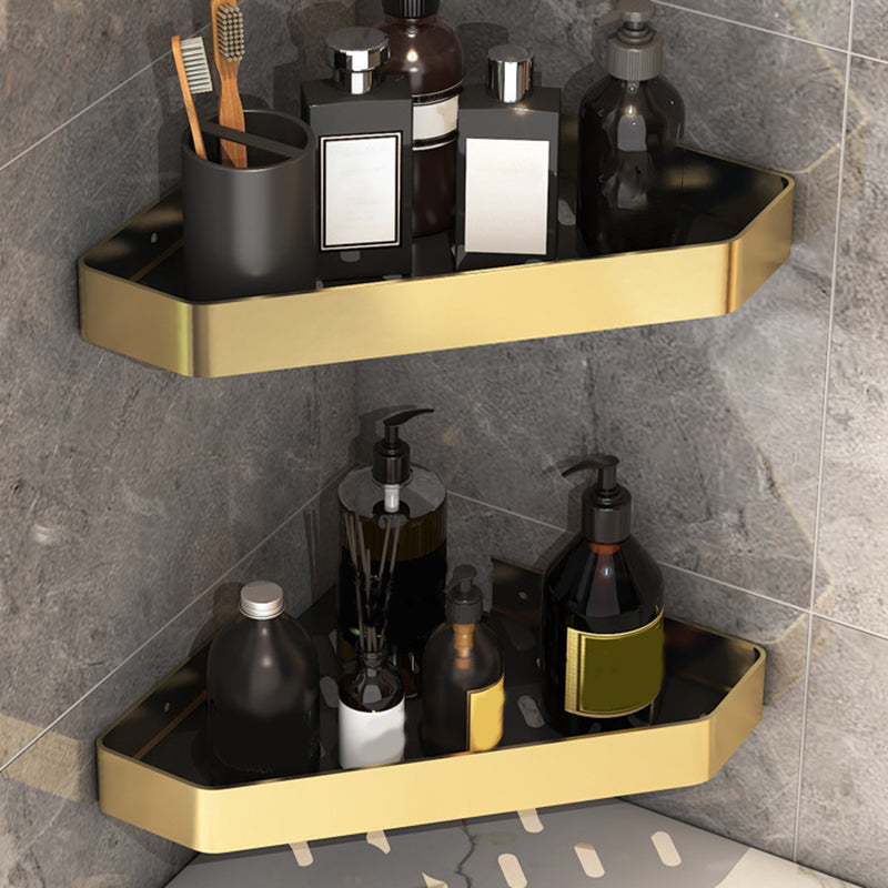 Black & Brass Bathroom Set Modern Style Bathroom Accessory As Individual Or As a Set 2-Piece Set (Triangular Bath Shelf) Clearhalo 'Bathroom Hardware Sets' 'Bathroom Hardware' 'Bathroom Remodel & Bathroom Fixtures' 'bathroom_hardware_sets' 'Home Improvement' 'home_improvement' 'home_improvement_bathroom_hardware_sets' 6763412