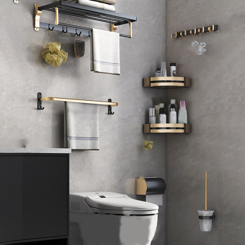 Black & Brass Bathroom Set Modern Style Bathroom Accessory As Individual Or As a Set Vertical Bar 7-Piece Set Clearhalo 'Bathroom Hardware Sets' 'Bathroom Hardware' 'Bathroom Remodel & Bathroom Fixtures' 'bathroom_hardware_sets' 'Home Improvement' 'home_improvement' 'home_improvement_bathroom_hardware_sets' 6763440