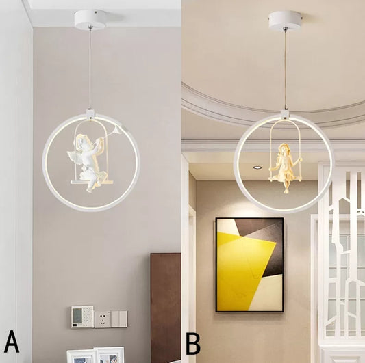 Resin Angel Acrylic Pendant Light Dining Room Modern Pendant Lamp in White Clearhalo 'Ceiling Lights' 'Pendant Lights' 'Pendants' Lighting' 67649