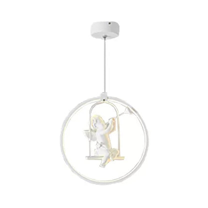 Resin Angel Acrylic Pendant Light Dining Room Modern Pendant Lamp in White Clearhalo 'Ceiling Lights' 'Pendant Lights' 'Pendants' Lighting' 67650