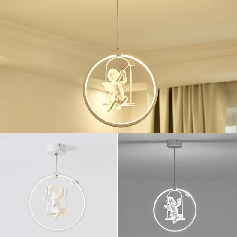 Resin Angel Acrylic Pendant Light Dining Room Modern Pendant Lamp in White Clearhalo 'Ceiling Lights' 'Pendant Lights' 'Pendants' Lighting' 67651