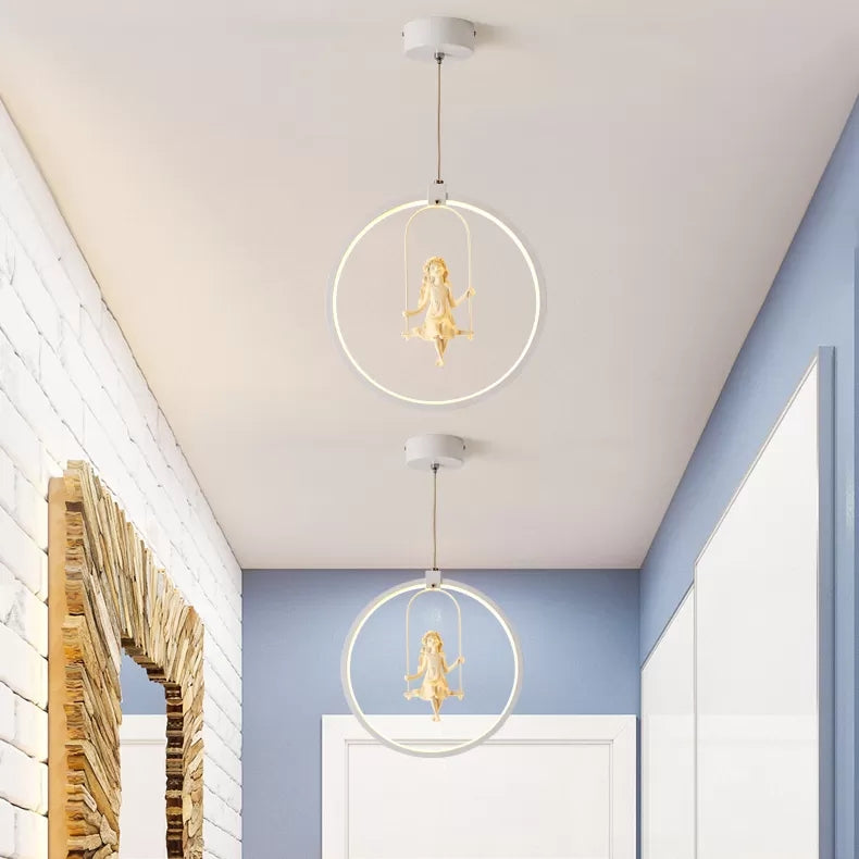 Resin Angel Acrylic Pendant Light Dining Room Modern Pendant Lamp in White Clearhalo 'Ceiling Lights' 'Pendant Lights' 'Pendants' Lighting' 67655