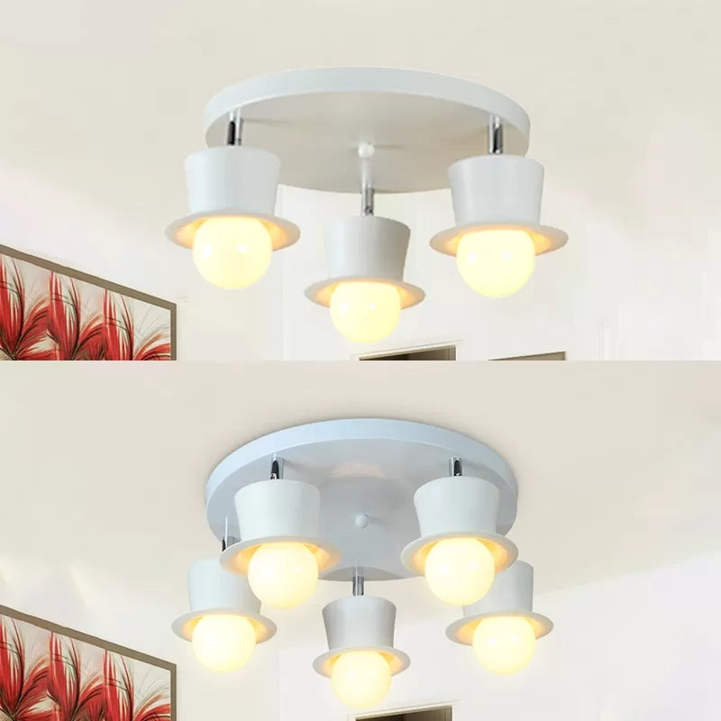 Bare Bulb Boys Bedroom Ceiling Mount Light Metal Contemporary Rotatable Ceiling Lamp in White Clearhalo 'Ceiling Lights' 'Close To Ceiling Lights' 'Close to ceiling' 'Flush mount' Lighting' 67662