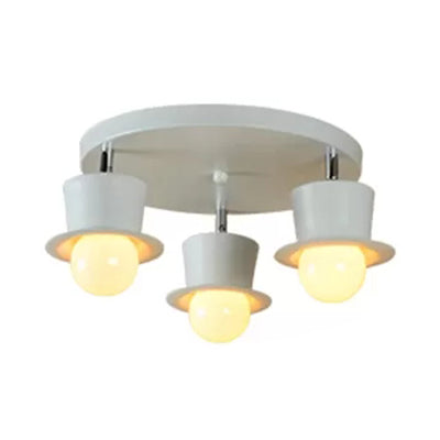 Bare Bulb Boys Bedroom Ceiling Mount Light Metal Contemporary Rotatable Ceiling Lamp in White 3 White Clearhalo 'Ceiling Lights' 'Close To Ceiling Lights' 'Close to ceiling' 'Flush mount' Lighting' 67663