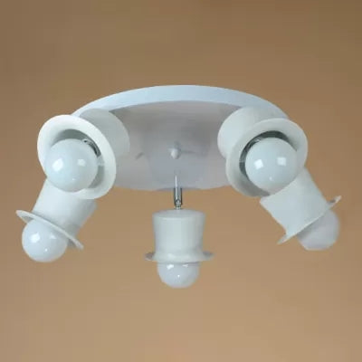 Bare Bulb Boys Bedroom Ceiling Mount Light Metal Contemporary Rotatable Ceiling Lamp in White Clearhalo 'Ceiling Lights' 'Close To Ceiling Lights' 'Close to ceiling' 'Flush mount' Lighting' 67665