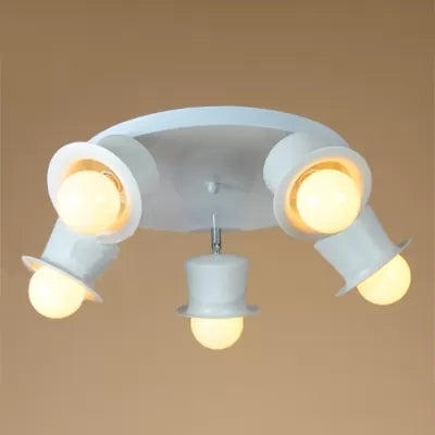 Bare Bulb Boys Bedroom Ceiling Mount Light Metal Contemporary Rotatable Ceiling Lamp in White Clearhalo 'Ceiling Lights' 'Close To Ceiling Lights' 'Close to ceiling' 'Flush mount' Lighting' 67666