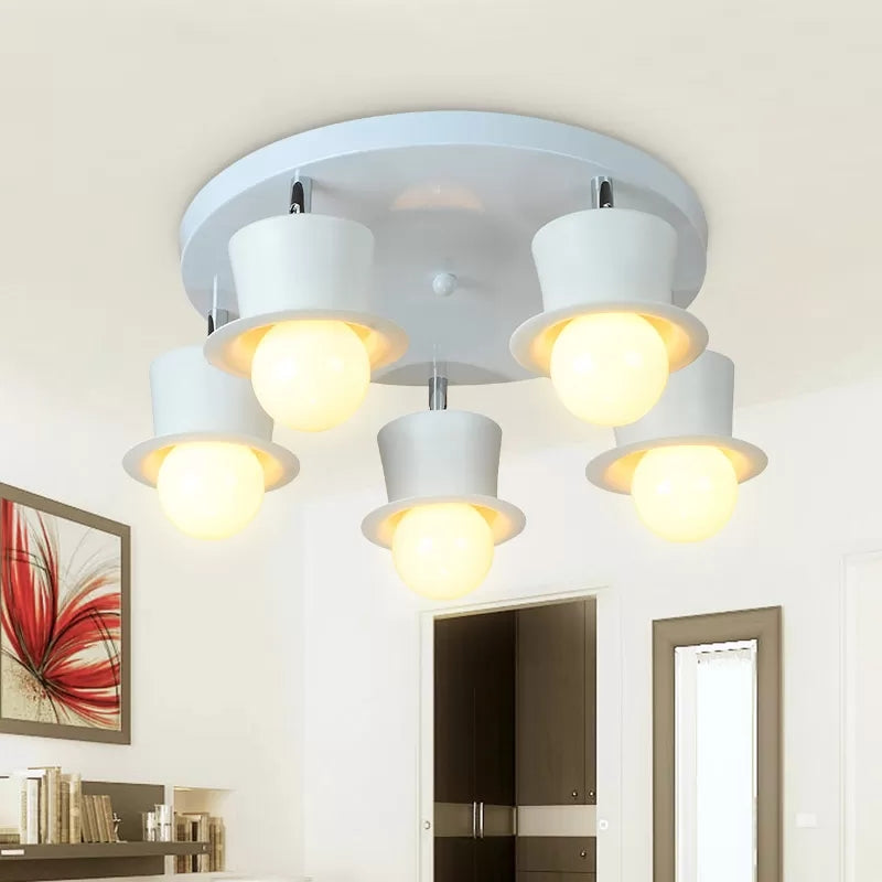 Bare Bulb Boys Bedroom Ceiling Mount Light Metal Contemporary Rotatable Ceiling Lamp in White Clearhalo 'Ceiling Lights' 'Close To Ceiling Lights' 'Close to ceiling' 'Flush mount' Lighting' 67667