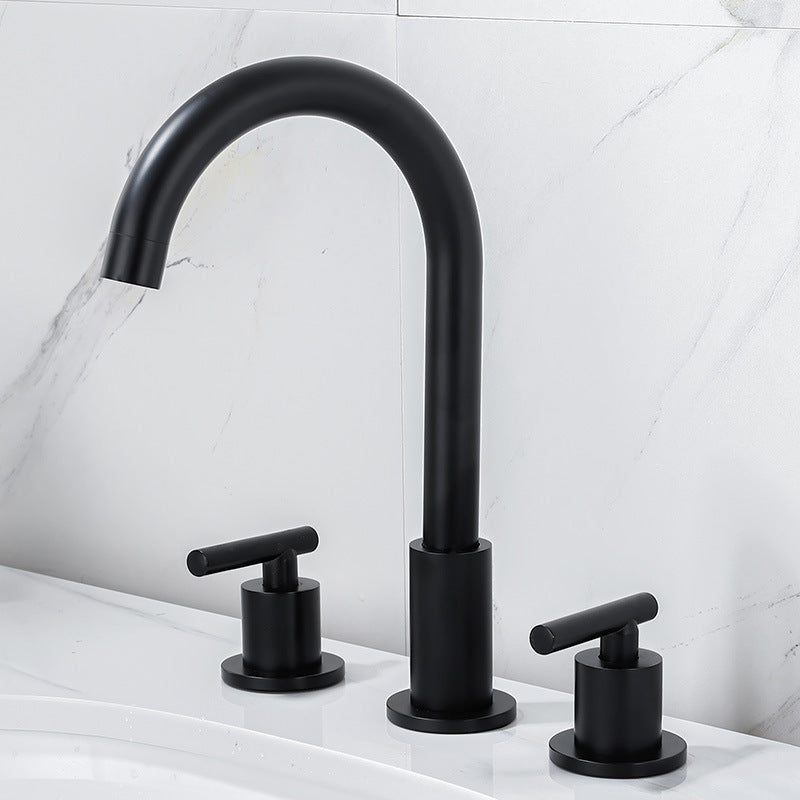 Contemporary Widespread Sink Faucet Plain High Arc Wide Spread Bathroom Faucet Schwarz Arc Clearhalo 'Bathroom Remodel & Bathroom Fixtures' 'Bathroom Sink Faucets' 'Bathroom Sinks & Faucet Components' 'bathroom_sink_faucets' 'Home Improvement' 'home_improvement' 'home_improvement_bathroom_sink_faucets' 6771208