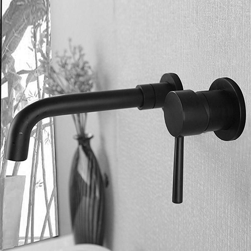 Wall Mounted Faucet Glam Style Vessel Sink Bathroom Faucet with Lever Handle Black Clearhalo 'Bathroom Remodel & Bathroom Fixtures' 'Bathroom Sink Faucets' 'Bathroom Sinks & Faucet Components' 'bathroom_sink_faucets' 'Home Improvement' 'home_improvement' 'home_improvement_bathroom_sink_faucets' 6771228