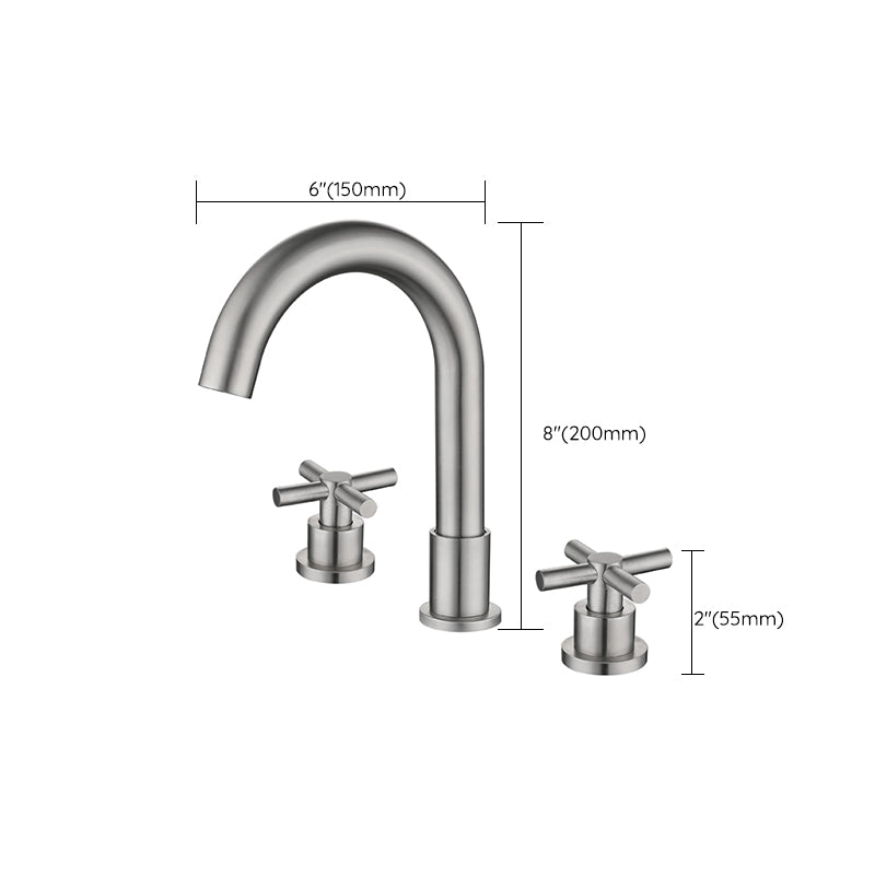 Stainless Steel Sink Faucet Circular Cross Handles Faucet for Bathroom Clearhalo 'bathroom_sink_faucets' 'Conjunta de Baño y Conjunta de Grifo' 'Coronamiento de Baño y Dispositivo de Baño' 'Grifo del lavabo del baño' 'Hogar' 'home_improvement' 'home_improvement_bathroom_sink_faucets' 'Mejoras para el hogar' 6771421