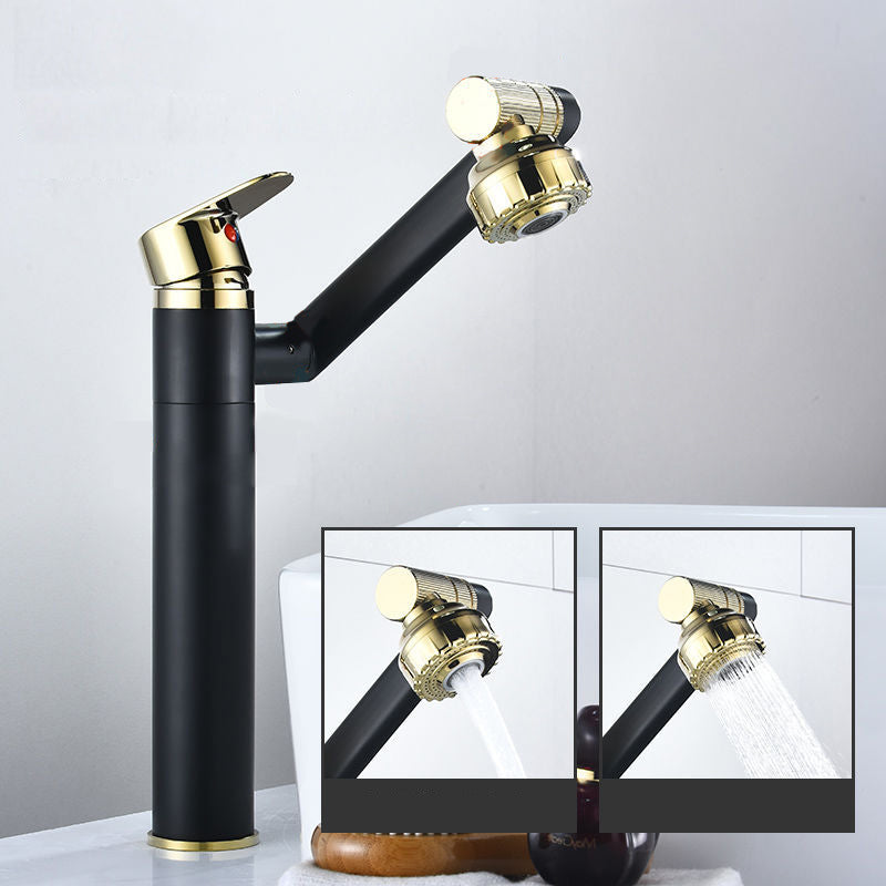 Glam Style Faucets Vessel Sink Faucet with Single Lever Handle Black-Gold 11.8" Clearhalo 'bathroom_sink_faucets' 'Conjunta de Baño y Conjunta de Grifo' 'Coronamiento de Baño y Dispositivo de Baño' 'Grifo del lavabo del baño' 'Hogar' 'home_improvement' 'home_improvement_bathroom_sink_faucets' 'Mejoras para el hogar' 6771427