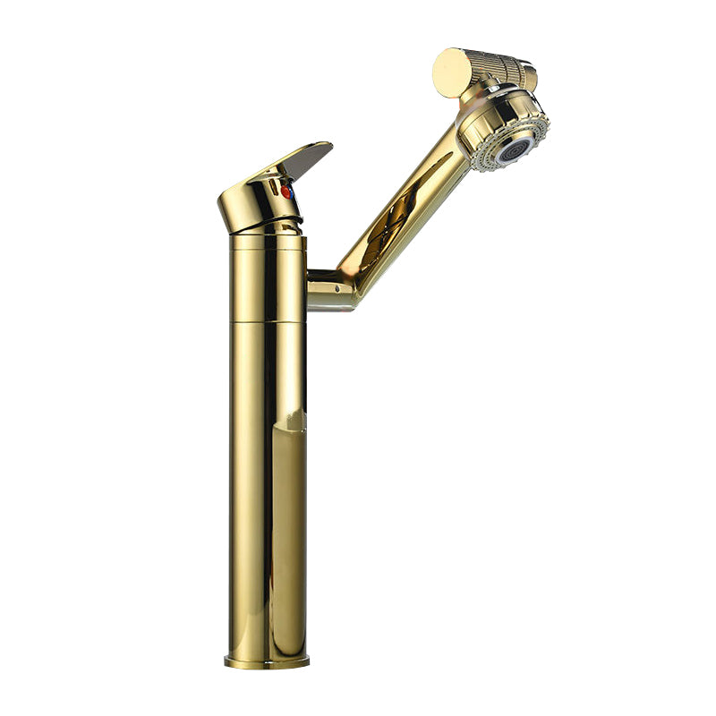 Glam Style Faucets Vessel Sink Faucet with Single Lever Handle Dorado 11.8" Clearhalo 'bathroom_sink_faucets' 'Conjunta de Baño y Conjunta de Grifo' 'Coronamiento de Baño y Dispositivo de Baño' 'Grifo del lavabo del baño' 'Hogar' 'home_improvement' 'home_improvement_bathroom_sink_faucets' 'Mejoras para el hogar' 6771429