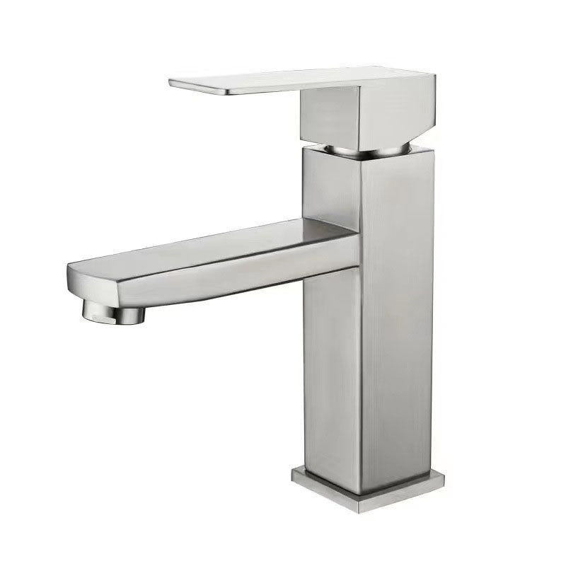 Industrial Vessel Sink Faucet Stainless Steel Lever Handles Vessel Sink Bathroom Faucet Plata 6.9" Clearhalo 'bathroom_sink_faucets' 'Conjunta de Baño y Conjunta de Grifo' 'Coronamiento de Baño y Dispositivo de Baño' 'Grifo del lavabo del baño' 'Hogar' 'home_improvement' 'home_improvement_bathroom_sink_faucets' 'Mejoras para el hogar' 6771491