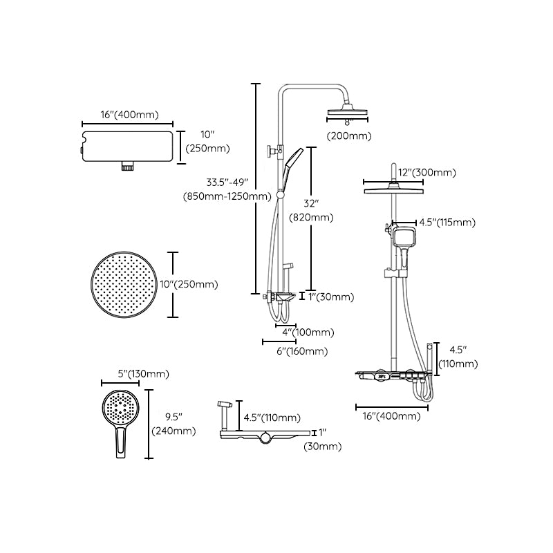 White Shower Set Digital Display Piano Keys Storage Shower Set Bathroom Clearhalo 'Bathroom Remodel & Bathroom Fixtures' 'Home Improvement' 'home_improvement' 'home_improvement_shower_faucets' 'Shower Faucets & Systems' 'shower_faucets' 'Showers & Bathtubs Plumbing' 'Showers & Bathtubs' 6771726