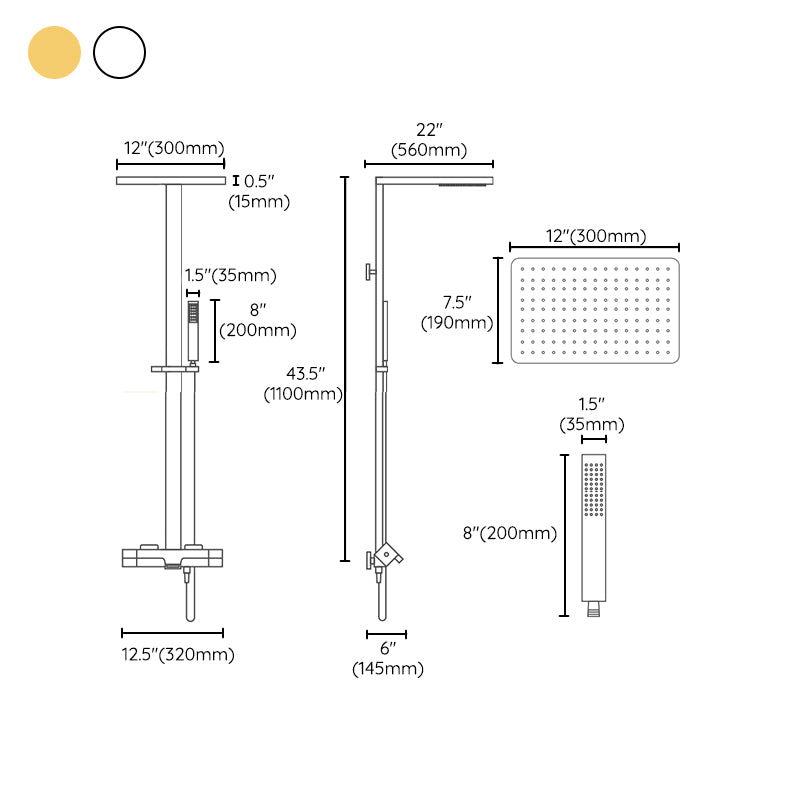 Constant Temperature Shower Set Wall-mounted Rain Shower Set Pressurized Water Outlet Clearhalo 'Bathroom Remodel & Bathroom Fixtures' 'Home Improvement' 'home_improvement' 'home_improvement_shower_faucets' 'Shower Faucets & Systems' 'shower_faucets' 'Showers & Bathtubs Plumbing' 'Showers & Bathtubs' 6771761