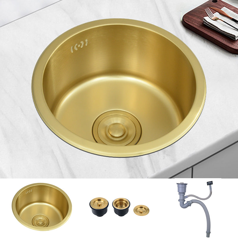 Single Bowl Kitchen Sink Stainless Steel Kitchen Sink with Round Shape Sink Only None Clearhalo 'Home Improvement' 'home_improvement' 'home_improvement_kitchen_sinks' 'Kitchen Remodel & Kitchen Fixtures' 'Kitchen Sinks & Faucet Components' 'Kitchen Sinks' 'kitchen_sinks' 6771970