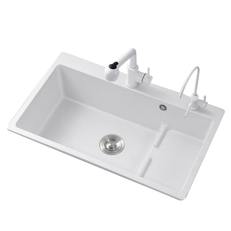 Contemporary Style Kitchen Sink Quartz Kitchen Sink in White Clearhalo 'Home Improvement' 'home_improvement' 'home_improvement_kitchen_sinks' 'Kitchen Remodel & Kitchen Fixtures' 'Kitchen Sinks & Faucet Components' 'Kitchen Sinks' 'kitchen_sinks' 6772062