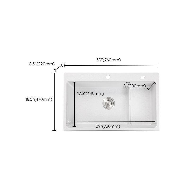 Contemporary Style Kitchen Sink Quartz Kitchen Sink in White Clearhalo 'Home Improvement' 'home_improvement' 'home_improvement_kitchen_sinks' 'Kitchen Remodel & Kitchen Fixtures' 'Kitchen Sinks & Faucet Components' 'Kitchen Sinks' 'kitchen_sinks' 6772077