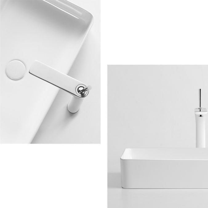 White Bathroom Sink Ceramic Rectangular Bathroom Sink with Faucet Clearhalo 'Bathroom Remodel & Bathroom Fixtures' 'Bathroom Sinks & Faucet Components' 'Bathroom Sinks' 'bathroom_sink' 'Home Improvement' 'home_improvement' 'home_improvement_bathroom_sink' 6772247