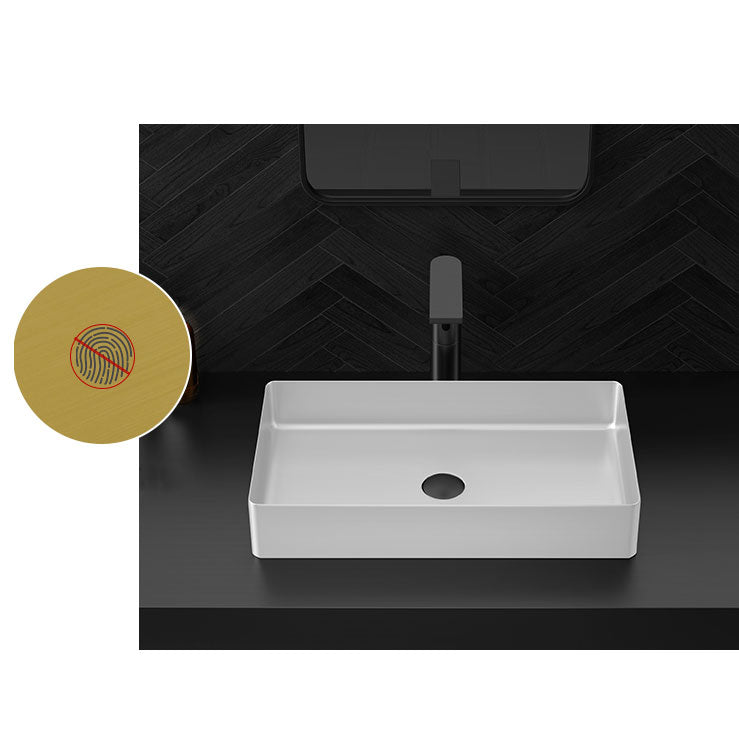 Modern Bathroom Sink Metal Rectangular Vessel Lavatory Sink with Pop-Up Drain Clearhalo 'Bathroom Remodel & Bathroom Fixtures' 'Bathroom Sinks & Faucet Components' 'Bathroom Sinks' 'bathroom_sink' 'Home Improvement' 'home_improvement' 'home_improvement_bathroom_sink' 6772310