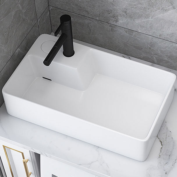 Modern Bathroom Sink White Ceramic Rectangular Bathroom Vessel Sink Clearhalo 'Bathroom Remodel & Bathroom Fixtures' 'Bathroom Sinks & Faucet Components' 'Bathroom Sinks' 'bathroom_sink' 'Home Improvement' 'home_improvement' 'home_improvement_bathroom_sink' 6772332