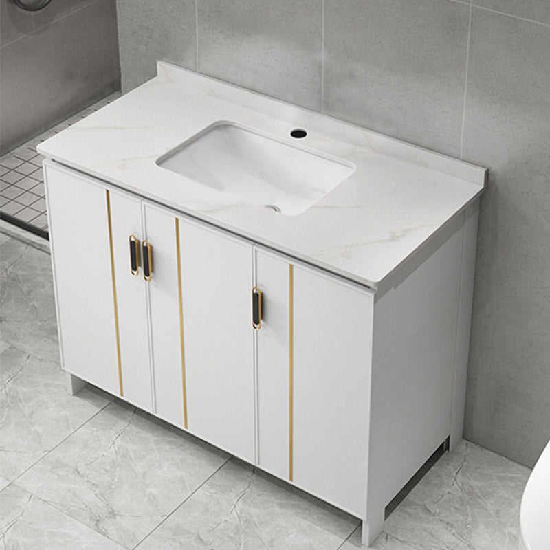 Gorgeous Freestanding Sink Cabinet Mirror Cabinet Bathroom Vanity Set in White Bathroom Vanity 39"L x 19"W x 32"H None Clearhalo 'Bathroom Remodel & Bathroom Fixtures' 'Bathroom Vanities' 'bathroom_vanities' 'Home Improvement' 'home_improvement' 'home_improvement_bathroom_vanities' 6772373