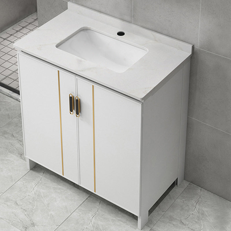 Gorgeous Freestanding Sink Cabinet Mirror Cabinet Bathroom Vanity Set in White Bathroom Vanity 28"L x 19"W x 32"H None Clearhalo 'Bathroom Remodel & Bathroom Fixtures' 'Bathroom Vanities' 'bathroom_vanities' 'Home Improvement' 'home_improvement' 'home_improvement_bathroom_vanities' 6772375