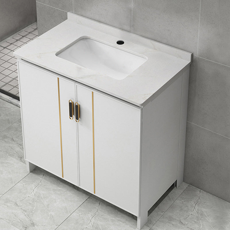 Gorgeous Freestanding Sink Cabinet Mirror Cabinet Bathroom Vanity Set in White Bathroom Vanity 31"L x 19"W x 32"H None Clearhalo 'Bathroom Remodel & Bathroom Fixtures' 'Bathroom Vanities' 'bathroom_vanities' 'Home Improvement' 'home_improvement' 'home_improvement_bathroom_vanities' 6772376