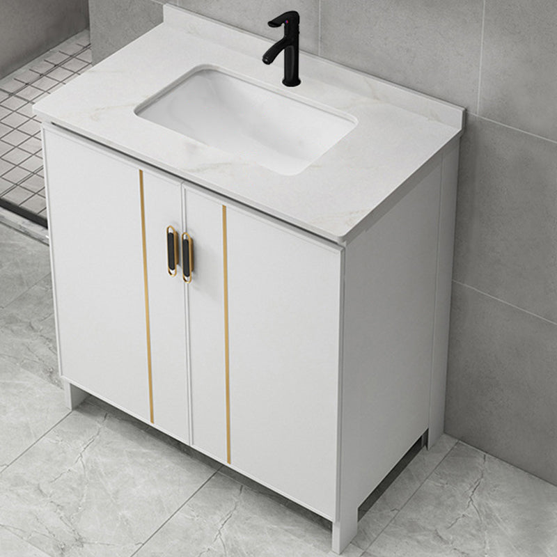 Gorgeous Freestanding Sink Cabinet Mirror Cabinet Bathroom Vanity Set in White Vanity & Faucet 28"L x 19"W x 32"H None Clearhalo 'Bathroom Remodel & Bathroom Fixtures' 'Bathroom Vanities' 'bathroom_vanities' 'Home Improvement' 'home_improvement' 'home_improvement_bathroom_vanities' 6772384