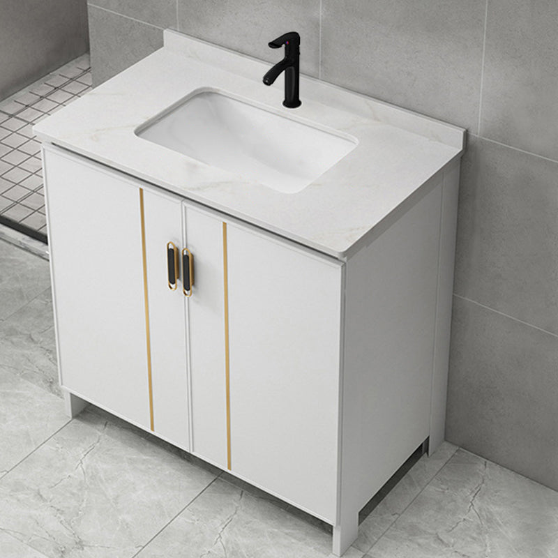 Gorgeous Freestanding Sink Cabinet Mirror Cabinet Bathroom Vanity Set in White Vanity & Faucet 31"L x 19"W x 32"H None Clearhalo 'Bathroom Remodel & Bathroom Fixtures' 'Bathroom Vanities' 'bathroom_vanities' 'Home Improvement' 'home_improvement' 'home_improvement_bathroom_vanities' 6772387