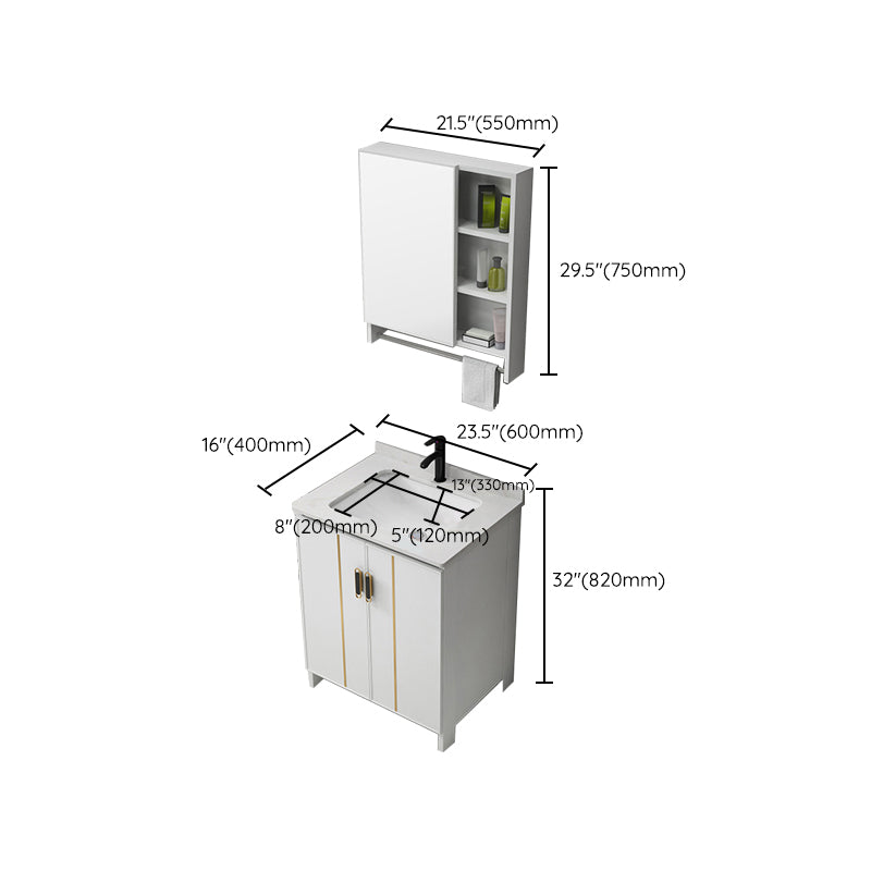 Gorgeous Freestanding Sink Cabinet Mirror Cabinet Bathroom Vanity Set in White Clearhalo 'Bathroom Remodel & Bathroom Fixtures' 'Bathroom Vanities' 'bathroom_vanities' 'Home Improvement' 'home_improvement' 'home_improvement_bathroom_vanities' 6772411