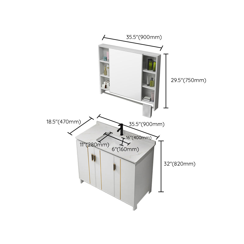 Gorgeous Freestanding Sink Cabinet Mirror Cabinet Bathroom Vanity Set in White Clearhalo 'Bathroom Remodel & Bathroom Fixtures' 'Bathroom Vanities' 'bathroom_vanities' 'Home Improvement' 'home_improvement' 'home_improvement_bathroom_vanities' 6772417