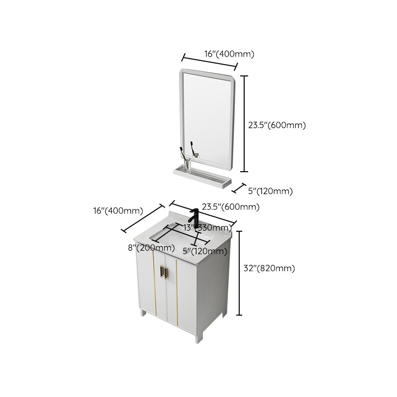 Gorgeous Freestanding Sink Cabinet Mirror Cabinet Bathroom Vanity Set in White Clearhalo 'Bathroom Remodel & Bathroom Fixtures' 'Bathroom Vanities' 'bathroom_vanities' 'Home Improvement' 'home_improvement' 'home_improvement_bathroom_vanities' 6772421