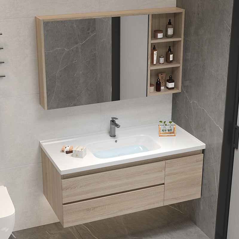 Wall-Mounted Bath Vanity Single Sink Door Rectangle Mirror Bathroom Vanity with Drawers Clearhalo 'Bathroom Remodel & Bathroom Fixtures' 'Bathroom Vanities' 'bathroom_vanities' 'Home Improvement' 'home_improvement' 'home_improvement_bathroom_vanities' 6772509