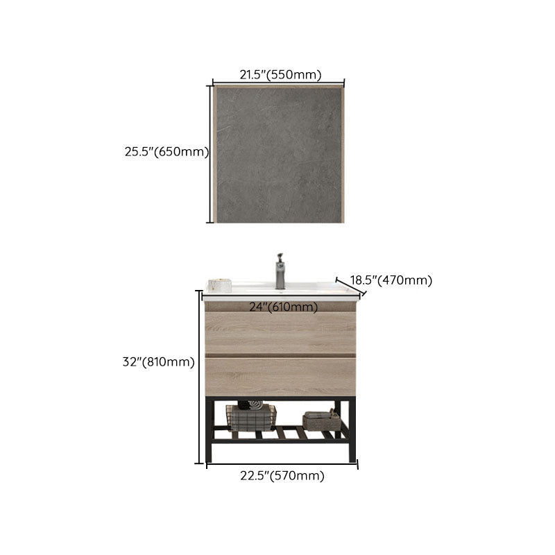 Wall-Mounted Bath Vanity Single Sink Door Rectangle Mirror Bathroom Vanity with Drawers Clearhalo 'Bathroom Remodel & Bathroom Fixtures' 'Bathroom Vanities' 'bathroom_vanities' 'Home Improvement' 'home_improvement' 'home_improvement_bathroom_vanities' 6772543