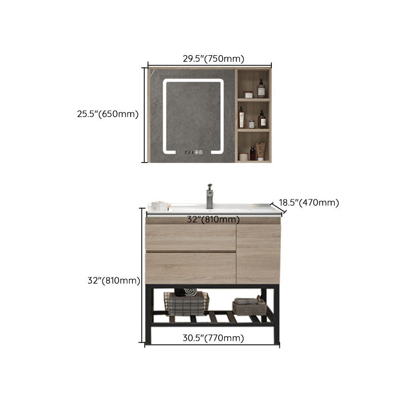 Wall-Mounted Bath Vanity Single Sink Door Rectangle Mirror Bathroom Vanity with Drawers Clearhalo 'Bathroom Remodel & Bathroom Fixtures' 'Bathroom Vanities' 'bathroom_vanities' 'Home Improvement' 'home_improvement' 'home_improvement_bathroom_vanities' 6772556