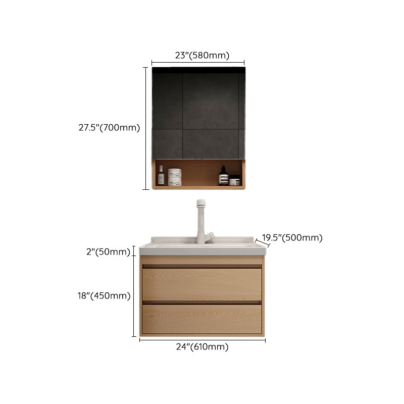 Wall Mount Vanity Mirror Single Sink Rectangle Door Wood Vanity with Drawers Clearhalo 'Bathroom Remodel & Bathroom Fixtures' 'Bathroom Vanities' 'bathroom_vanities' 'Home Improvement' 'home_improvement' 'home_improvement_bathroom_vanities' 6772649