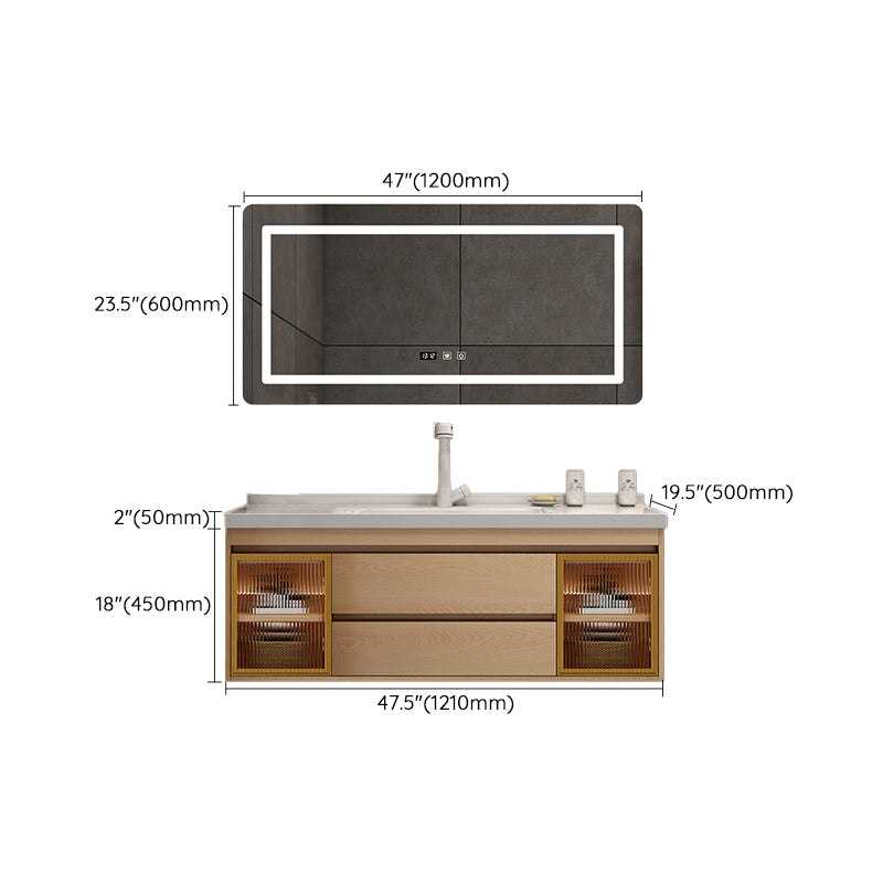 Wall Mount Vanity Mirror Single Sink Rectangle Door Wood Vanity with Drawers Clearhalo 'Bathroom Remodel & Bathroom Fixtures' 'Bathroom Vanities' 'bathroom_vanities' 'Home Improvement' 'home_improvement' 'home_improvement_bathroom_vanities' 6772662