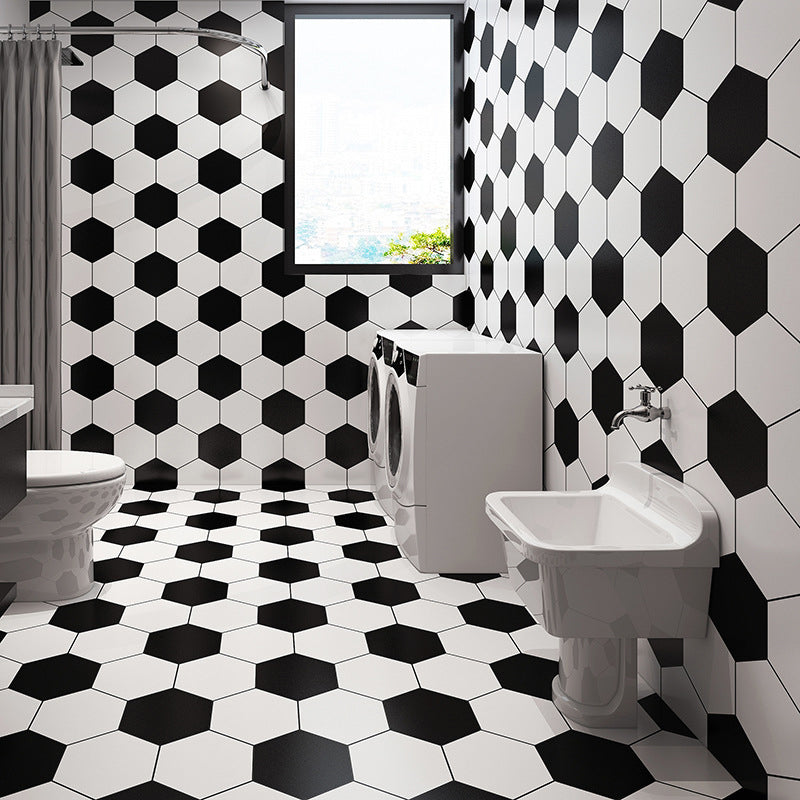 Bathroom Wall Floor Tile Waterproof Geometric Pattern Floor Wallpaper Matte Black Clearhalo 'Flooring 'Home Improvement' 'home_improvement' 'home_improvement_peel_stick_blacksplash' 'Peel & Stick Backsplash Tile' 'peel_stick_blacksplash' 'Walls & Ceilings' Walls and Ceiling' 6772765