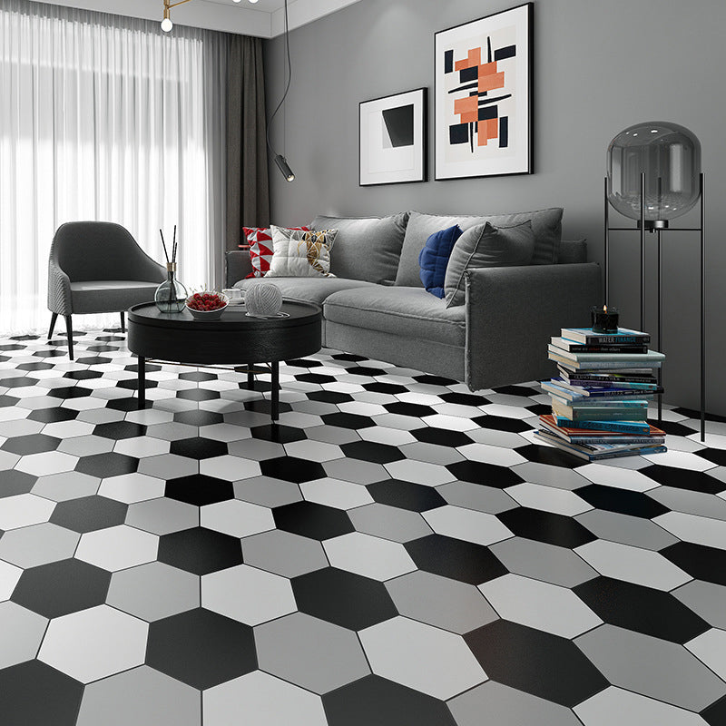 Bathroom Wall Floor Tile Waterproof Geometric Pattern Floor Wallpaper Black-Gray Clearhalo 'Flooring 'Home Improvement' 'home_improvement' 'home_improvement_peel_stick_blacksplash' 'Peel & Stick Backsplash Tile' 'peel_stick_blacksplash' 'Walls & Ceilings' Walls and Ceiling' 6772768