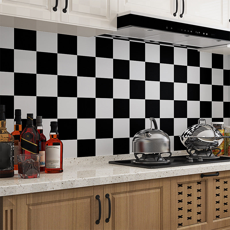 Bathroom Wall Floor Tile Waterproof Geometric Pattern Floor Wallpaper Black White Clearhalo 'Flooring 'Home Improvement' 'home_improvement' 'home_improvement_peel_stick_blacksplash' 'Peel & Stick Backsplash Tile' 'peel_stick_blacksplash' 'Walls & Ceilings' Walls and Ceiling' 6772773