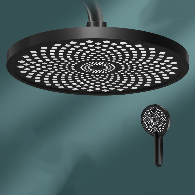 Round Dual Shower Head H2O Kinetic Technology Adjustable Shower Head 9" Black Top Spray & Shower Clearhalo 'Bathroom Remodel & Bathroom Fixtures' 'Home Improvement' 'home_improvement' 'home_improvement_shower_heads' 'Shower Heads' 'shower_heads' 'Showers & Bathtubs Plumbing' 'Showers & Bathtubs' 6773364